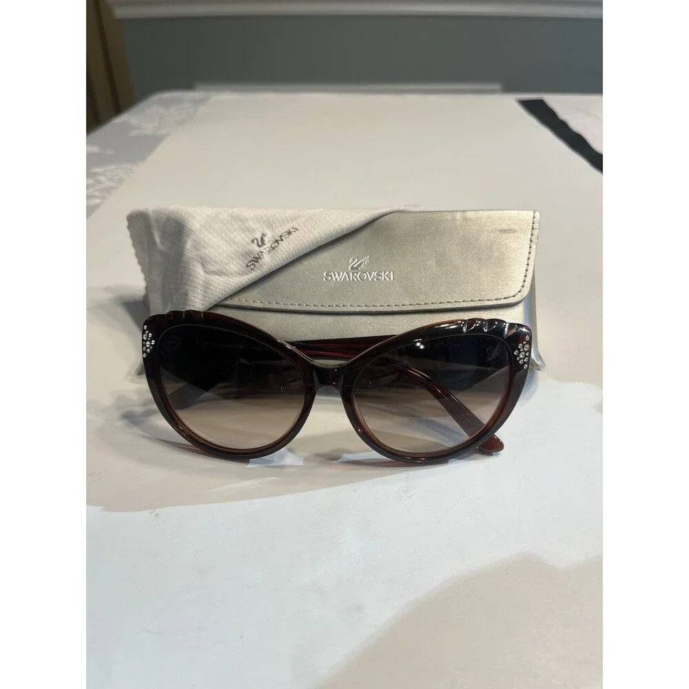 SWAROVSKI Daisy Crystals Brown Frame Sunglasses SW55 45F 58-15 135